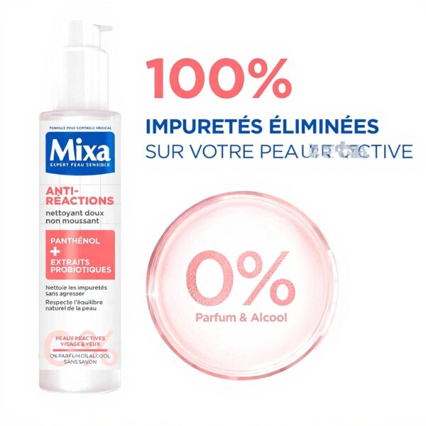 Nettoyant visage Mixa peaux réactives panthénol probiotiques