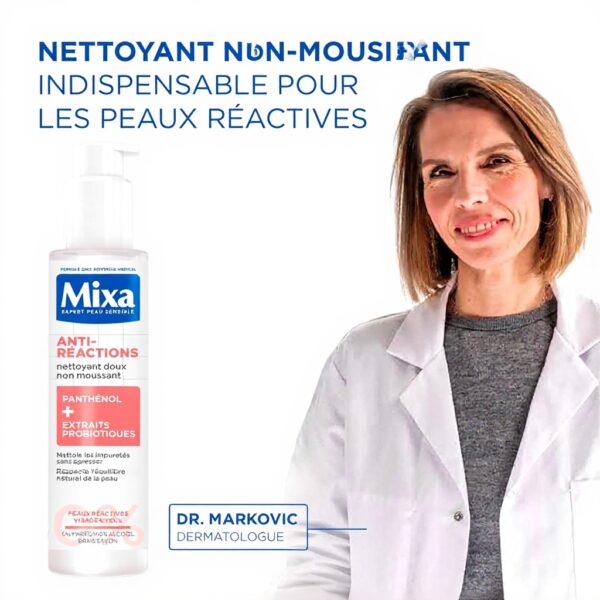 Nettoyant visage Mixa peaux réactives panthénol probiotiques