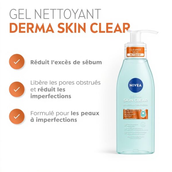 Gel nettoyant visage NIVEA Derma Skin Clear imperfections