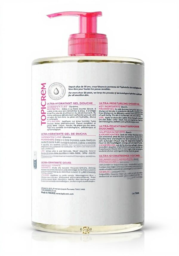 Gel douche hydratant Topicrem peau sensible sèche sans savon
