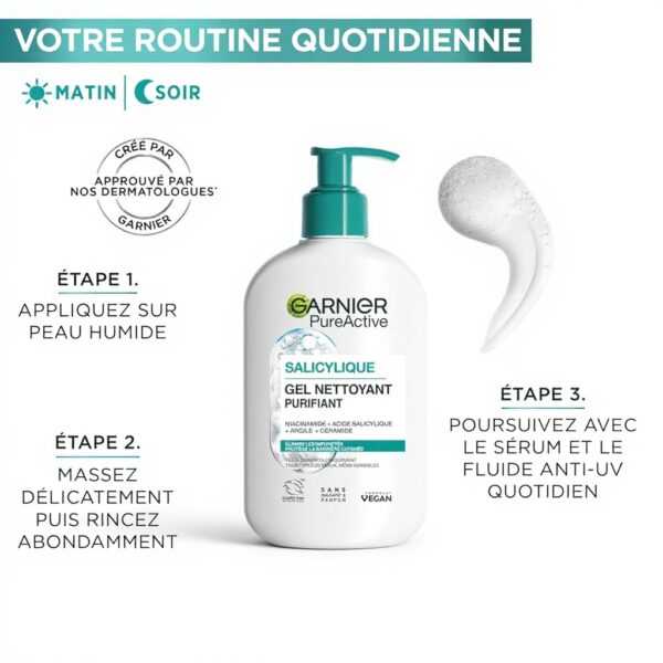 Gel nettoyant visage Garnier Pure Active purifie hydrate