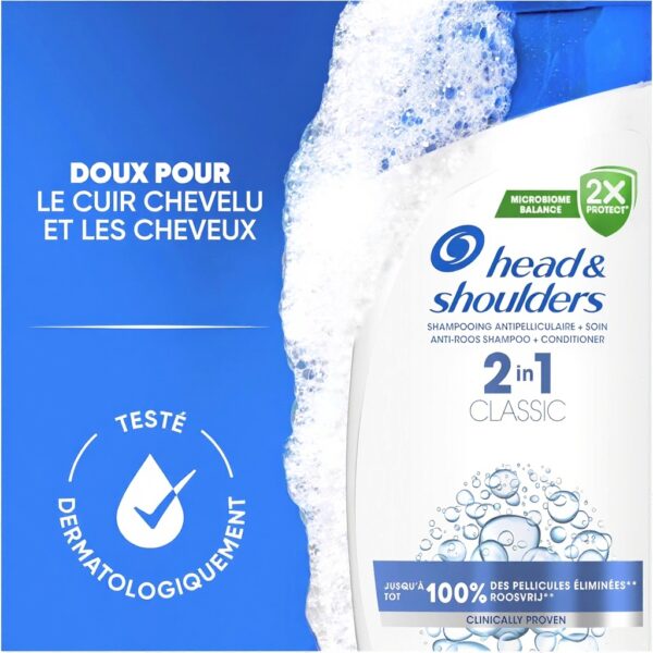 Shampoing antipelliculaire Head Shoulders 2 en 1 300ml usage
