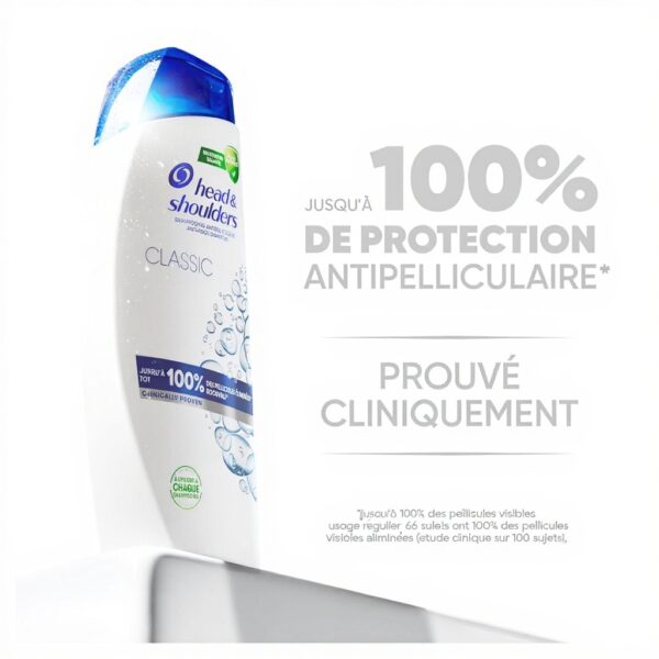 Head amp Shoulders Classic Shampoing Antipelliculaire 330ml, Usage Quotidien, Jusquà 100 des Pellicules Éliminées, Cliniquement Prouvé, Tous Types de Cheveux et de Cuir Chevelu